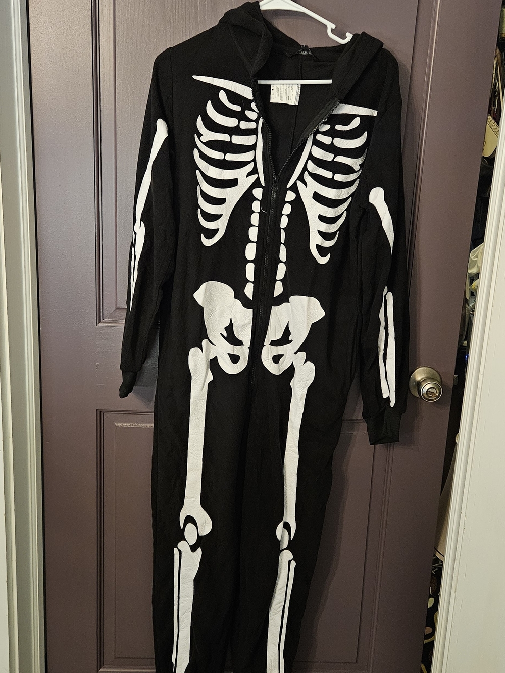 Black Skeleton Women's XS Costume Onesie - Hooded Zip-Up